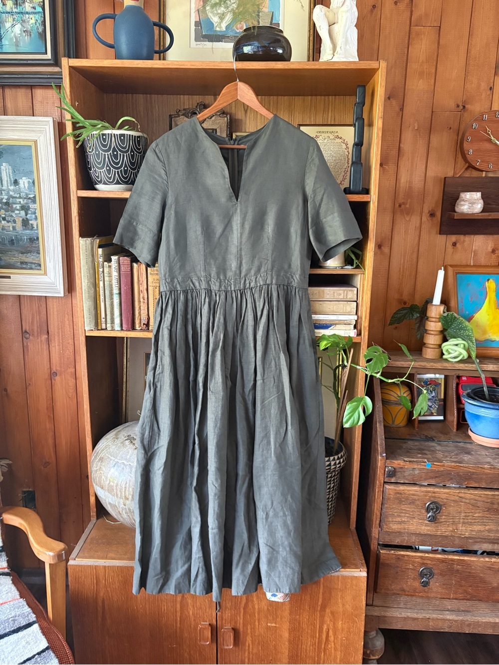 Aspesi Quiet Luxury 100% Linen Full MIDI Dress M - Picture 3 of 10
